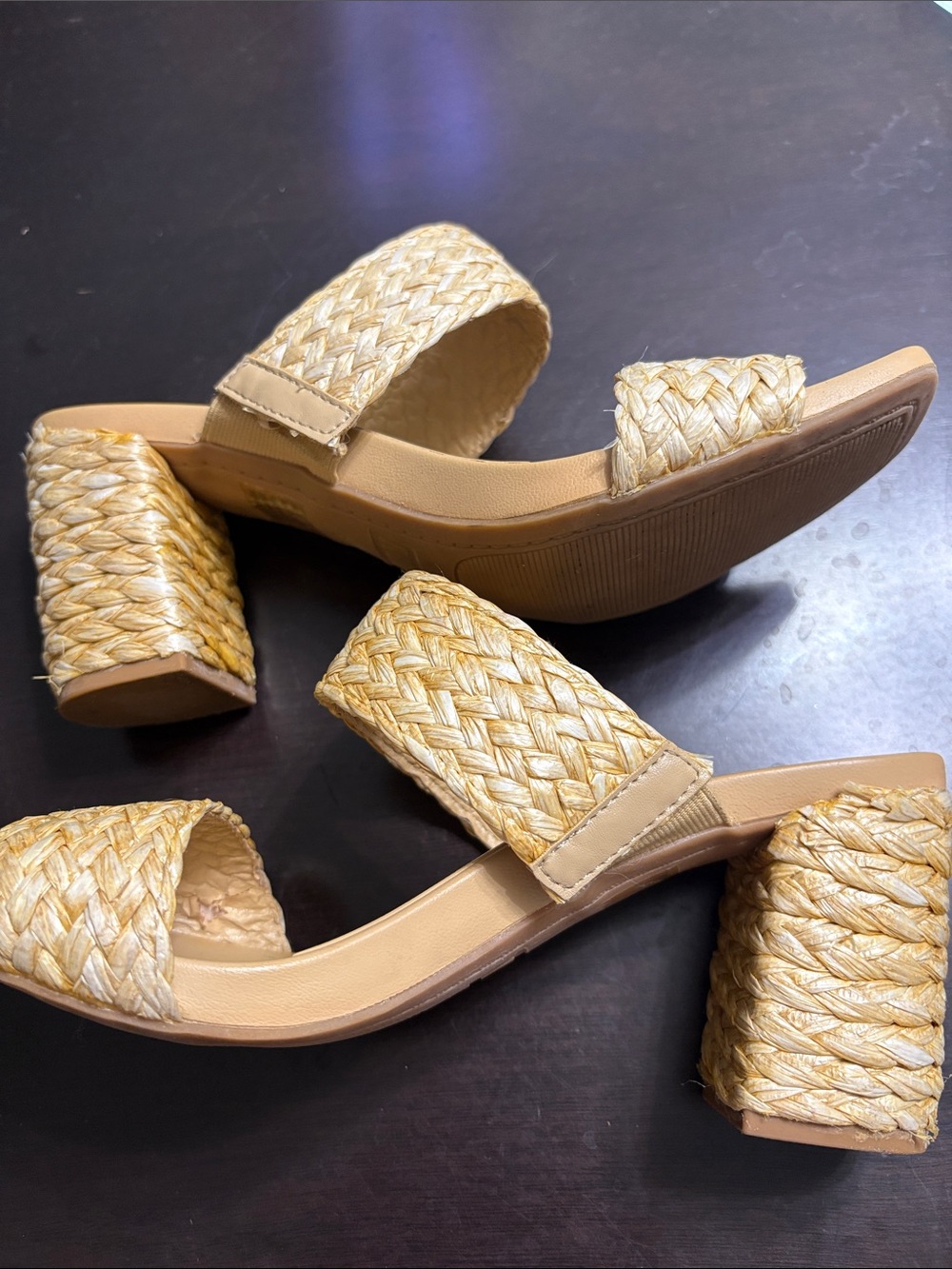 MIA Braided Straw Double-Strap Slide Sandals in Tan - Picture 4 of 7